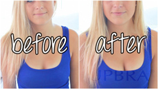 Comparison shots of Lauren in an Upbra bra